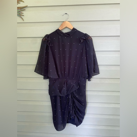 CAMILLA and MARC Scarlett draped dress navy blue mini polka dots sz 8 US EUC - Picture 16 of 16